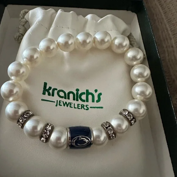 Penn State White Pearl Bracelet with Blue Accent Charm - Picture 2 of 2